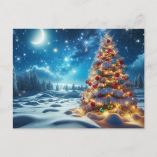 Christmas tree holiday postcard
