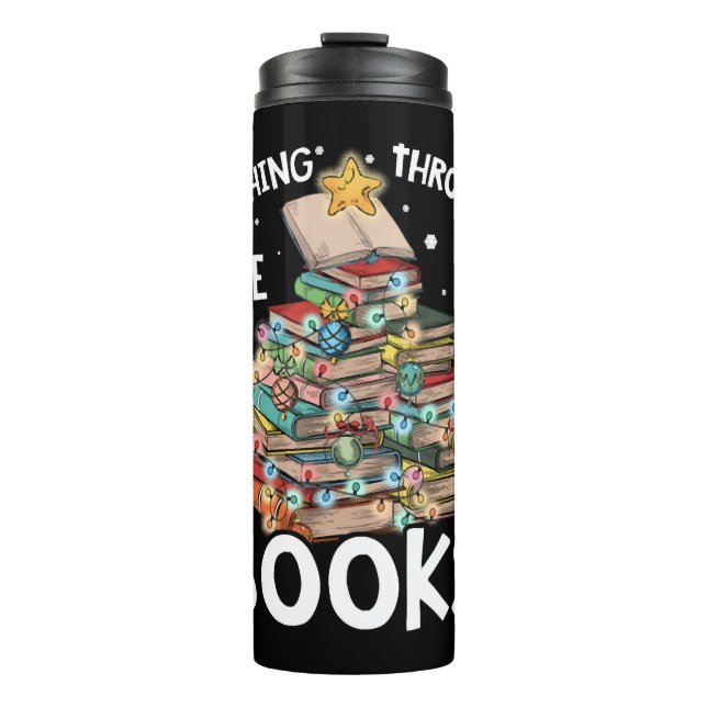Christmas Tree Holiday Reading Reader Pyjamas Thermal Tumbler (Front)