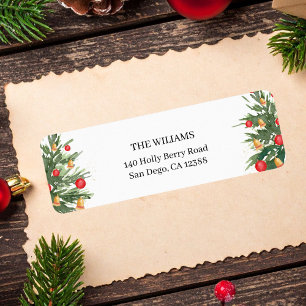 Christmas Tree Holiday Return Address  Label