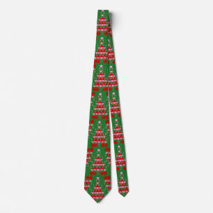 Christmas Tree Holiday Santa Flamingos on Green Tie