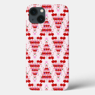 Christmas Tree Holiday Santa Flamingos on Pink iPhone 13 Case