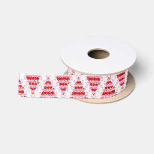 Christmas Tree Holiday Santa Flamingos on Pink Satin Ribbon