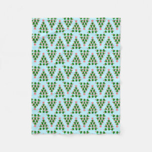 Christmas Tree Holiday Sea Turtles on Cool Blue Fleece Blanket