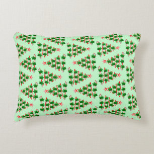Christmas Tree Holiday Sea Turtles on Green Decorative Cushion