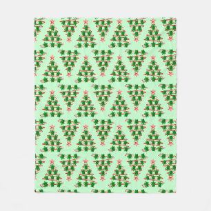 Christmas Tree Holiday Sea Turtles on Green Fleece Blanket
