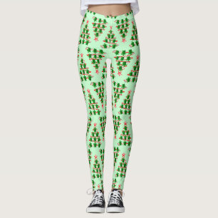 Christmas Tree Holiday Sea Turtles on Green Leggings