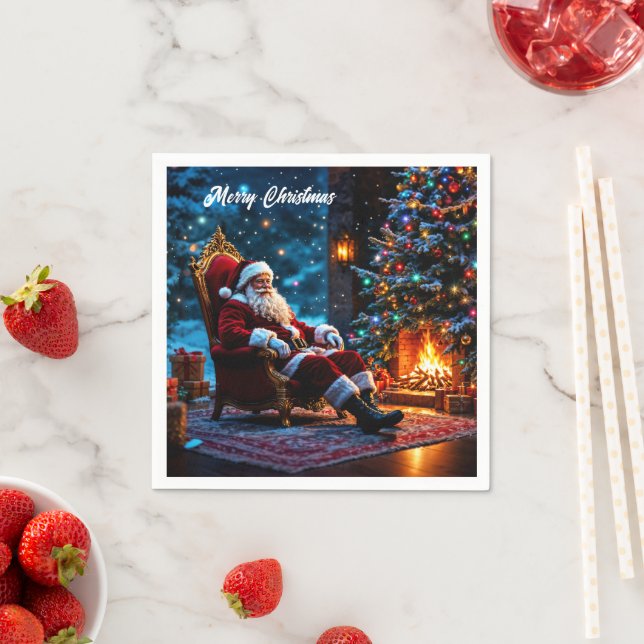Christmas tree holiday winter art cute Santa Napkin (Insitu)