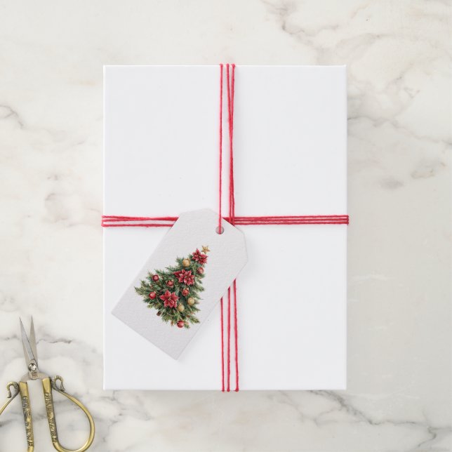 Christmas Tree Holiday XMas  Gift Tags (With Twine)