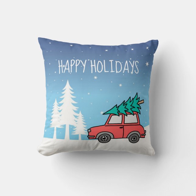 Christmas Tree Holidays Throw Pillow (Front)