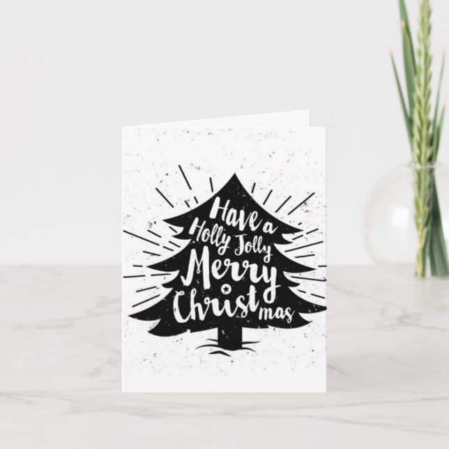 Christmas tree, Holly Jolly, Merry Christmas Holiday Card (Front)