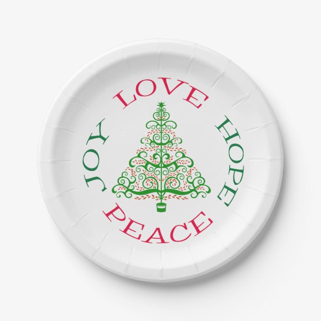 Christmas Tree Hope Holiday Paper Plate (Front)