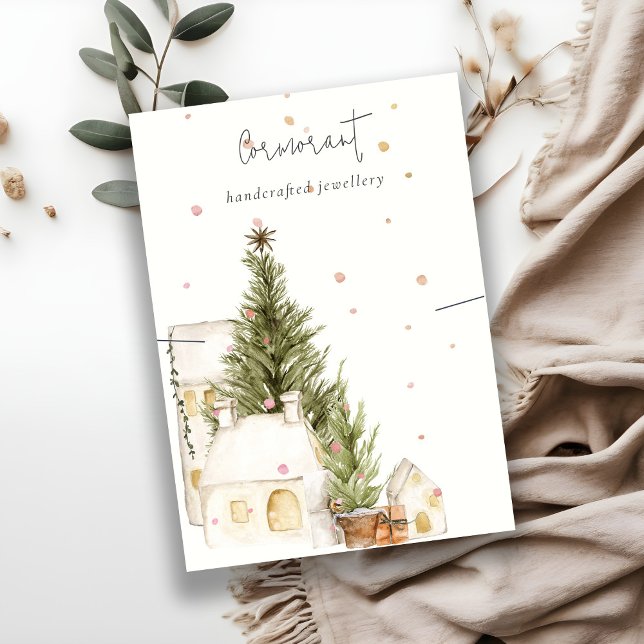 Christmas Tree Houses Snow Logo Necklace Holder Business Card (Creator Uploaded)