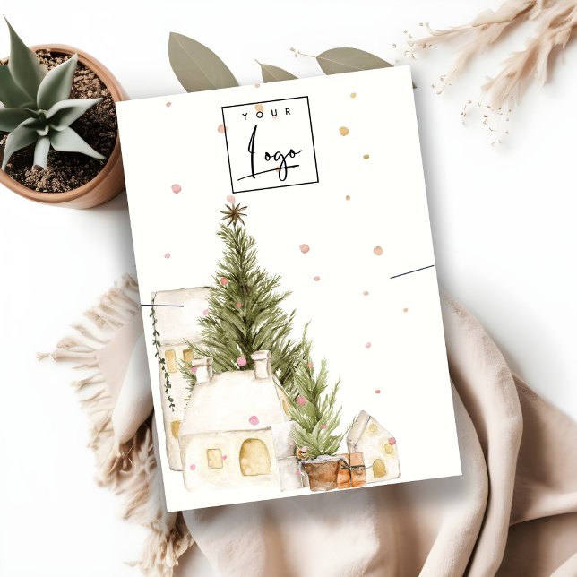 Christmas Tree Houses Snow Logo Necklace Holder Business Card (Creator Uploaded)