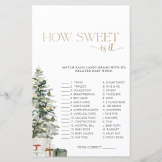 Christmas Tree How Sweet Is It Baby Shower Game