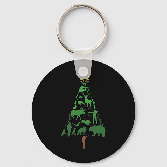 Christmas Tree Hunter Hunting Xmas  Key Ring (Front)