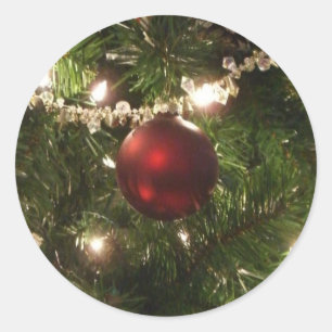 Christmas Tree I Holiday Pretty Green and Red Classic Round Sticker