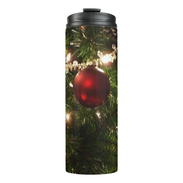 Christmas Tree I Holiday Pretty Green and Red Thermal Tumbler (Front)