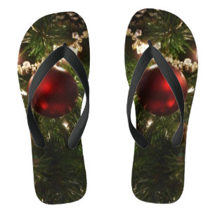 Christmas Tree I Holiday Pretty Green and Red Thongs