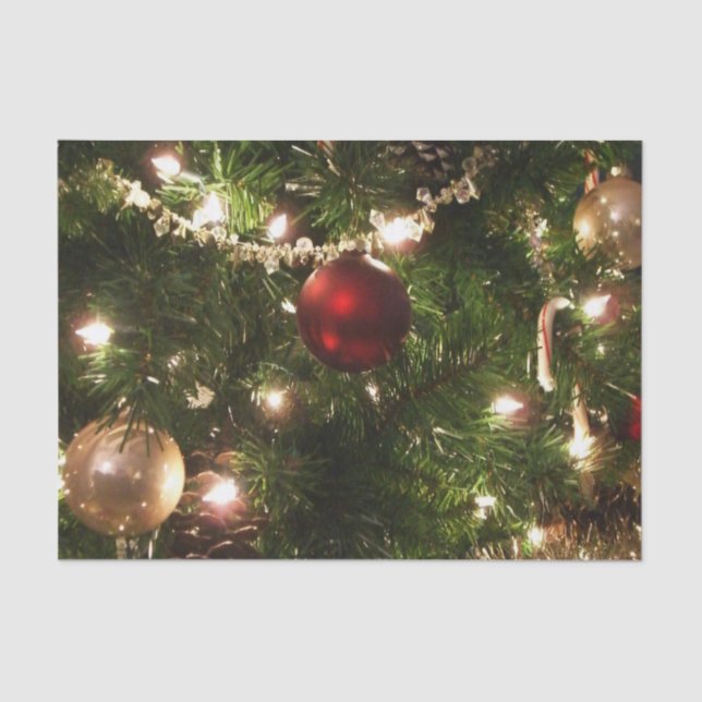 Christmas Tree I Holiday Pretty Green and Red Tissue Paper (Front)