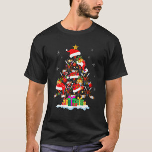 Christmas Tree Ice Hockey Ball Santa Hat Funny Xma T-Shirt