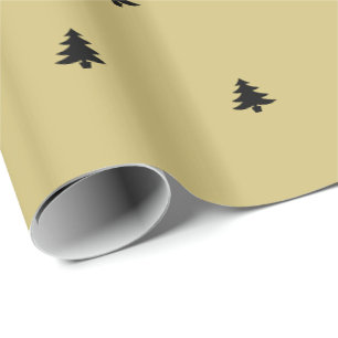 Christmas Tree Iconic Pattern Festive Black/Gold Wrapping Paper