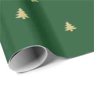 Christmas Tree Iconic Pattern Festive Green/Gold Wrapping Paper