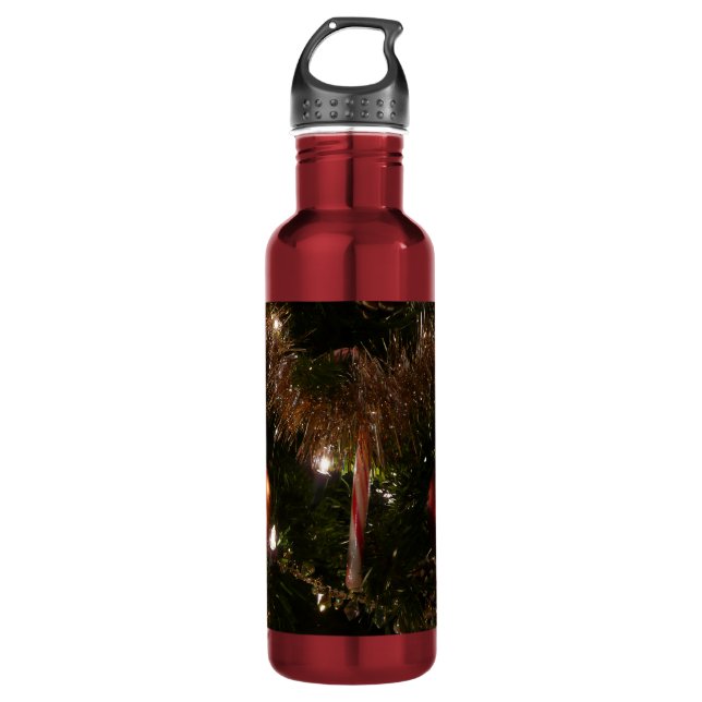 Christmas Tree II Holiday Red and Gold 710 Ml Water Bottle (Front)