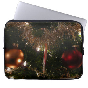 Christmas Tree II Holiday Red and Gold Laptop Sleeve