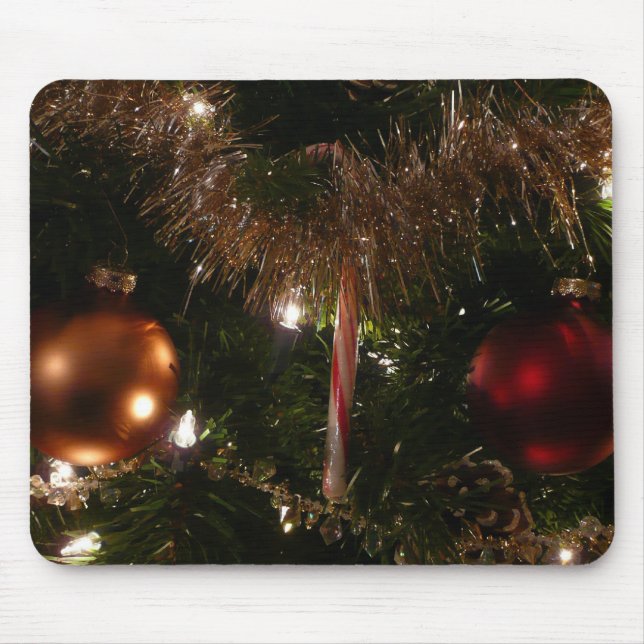 Christmas Tree II Holiday Red and Gold Mouse Pad (Front)