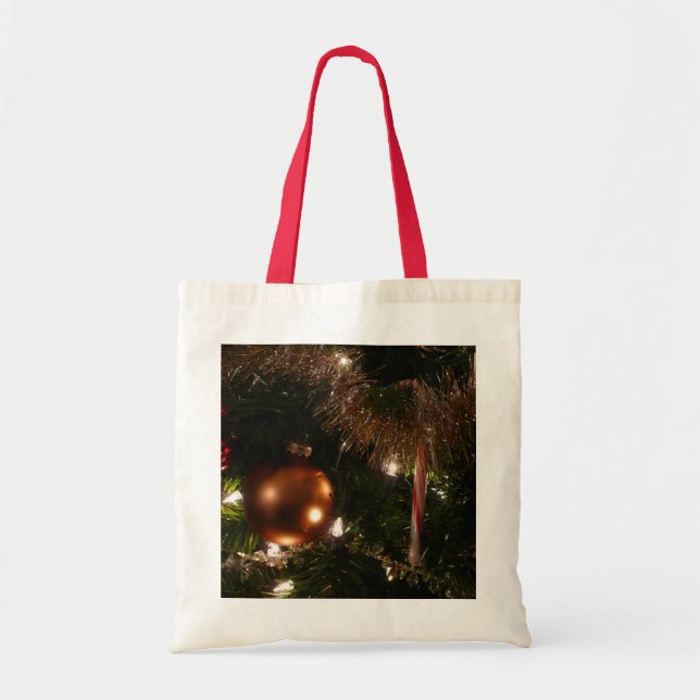 Christmas Tree II Holiday Red and Gold Tote Bag (Front)