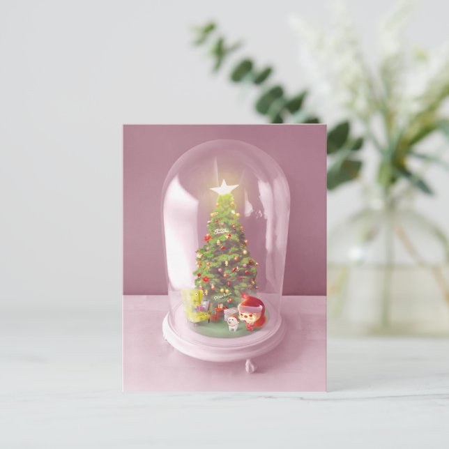 Christmas Tree in a Glass Dome Announcement Postcard (Standing Front)