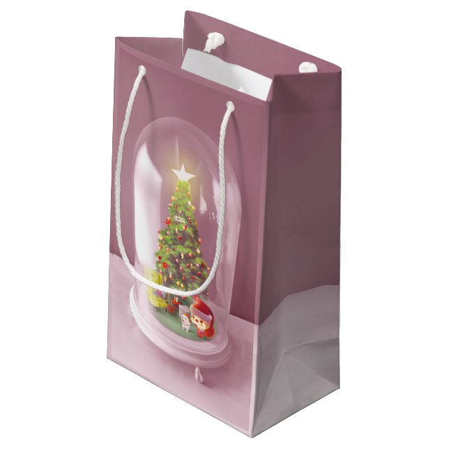 Christmas Tree in a Glass Dome Small Gift Bag (Back Angled)