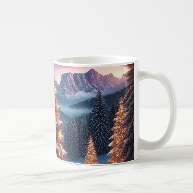 " Christmas Tree in a Snowy Mountain Wonderland Coffee Mug (Right)