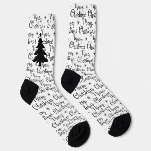 Christmas tree in black and white socks