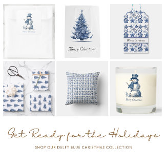 Christmas Tree in Delft Blue, customisable Glass Coaster
