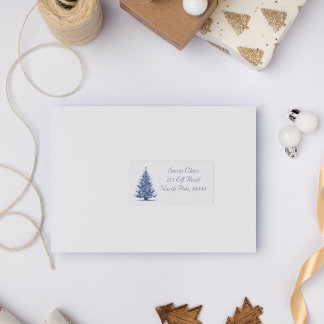 Christmas Tree in Delft Blue customisable Label