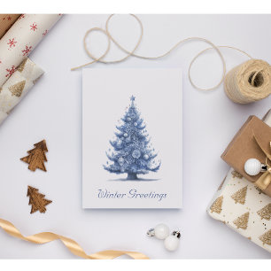 Christmas Tree in Delft Blue Holiday Card