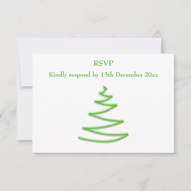 Christmas Tree in Green, Simple and Stylish. RSVP Card (Front)