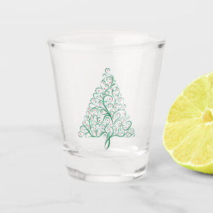 Christmas Tree in Red and Green Shot Glass