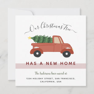 Christmas Tree in Red Car Moving Holiday  Announcement