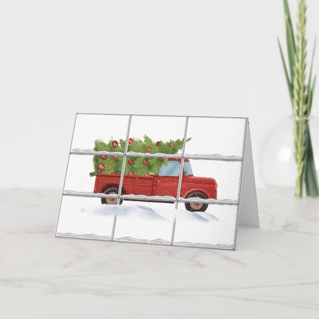Christmas Tree in Red Truck Holiday Card (Front)