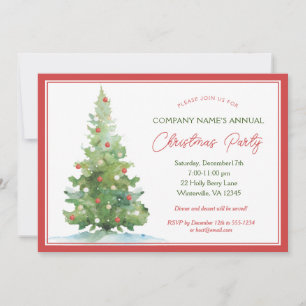 Christmas Tree in Snow Company Christmas Party Invitation