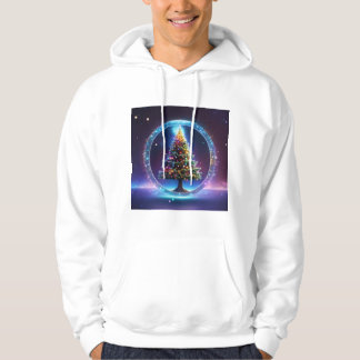 "Christmas Tree in Space Printed Hoodie" Hoodie