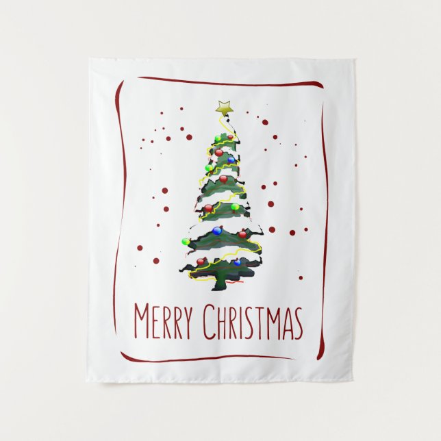 Christmas Tree In The Snow, Greeting Card 2022 Tapestry (Front)