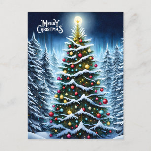Christmas Tree in the Winter Forest Holiday Postcard