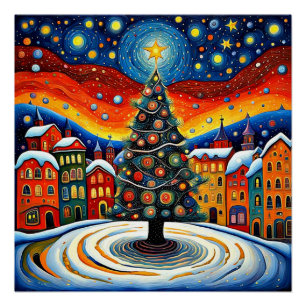 Christmas tree in town square 3 poster