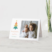 Christmas tree in twilight holiday card