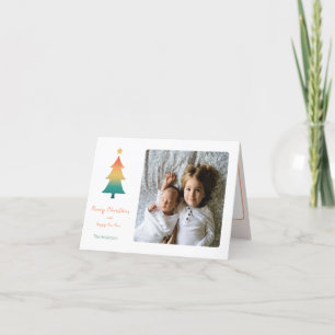 Christmas tree in twilight holiday card