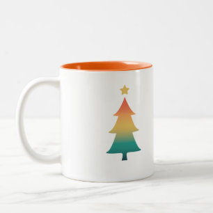 Christmas tree in twilight Two-Tone coffee mug