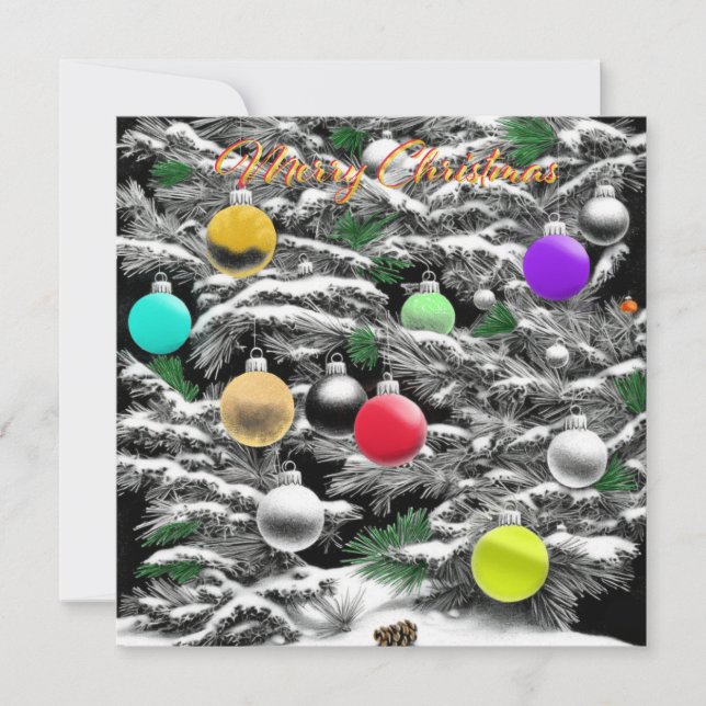 Christmas tree in white&black with a touch of colo (Front)